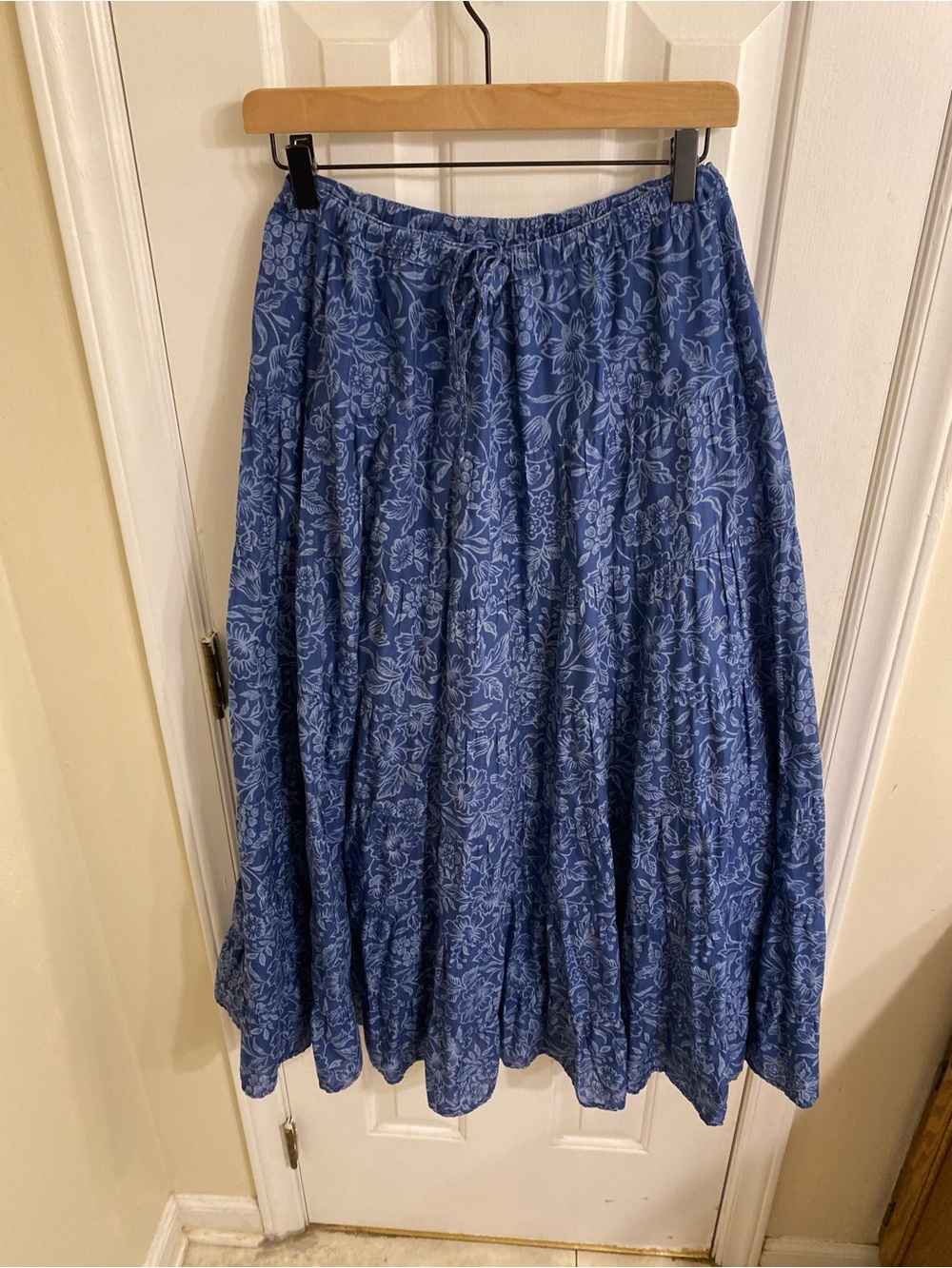 LAUREN RALPH LAUREN TIERED PRAIRIE SKIRT DRAWSTRING CHAMBRAY FLORAL MAXI MEDIUM - Picture 12 of 13